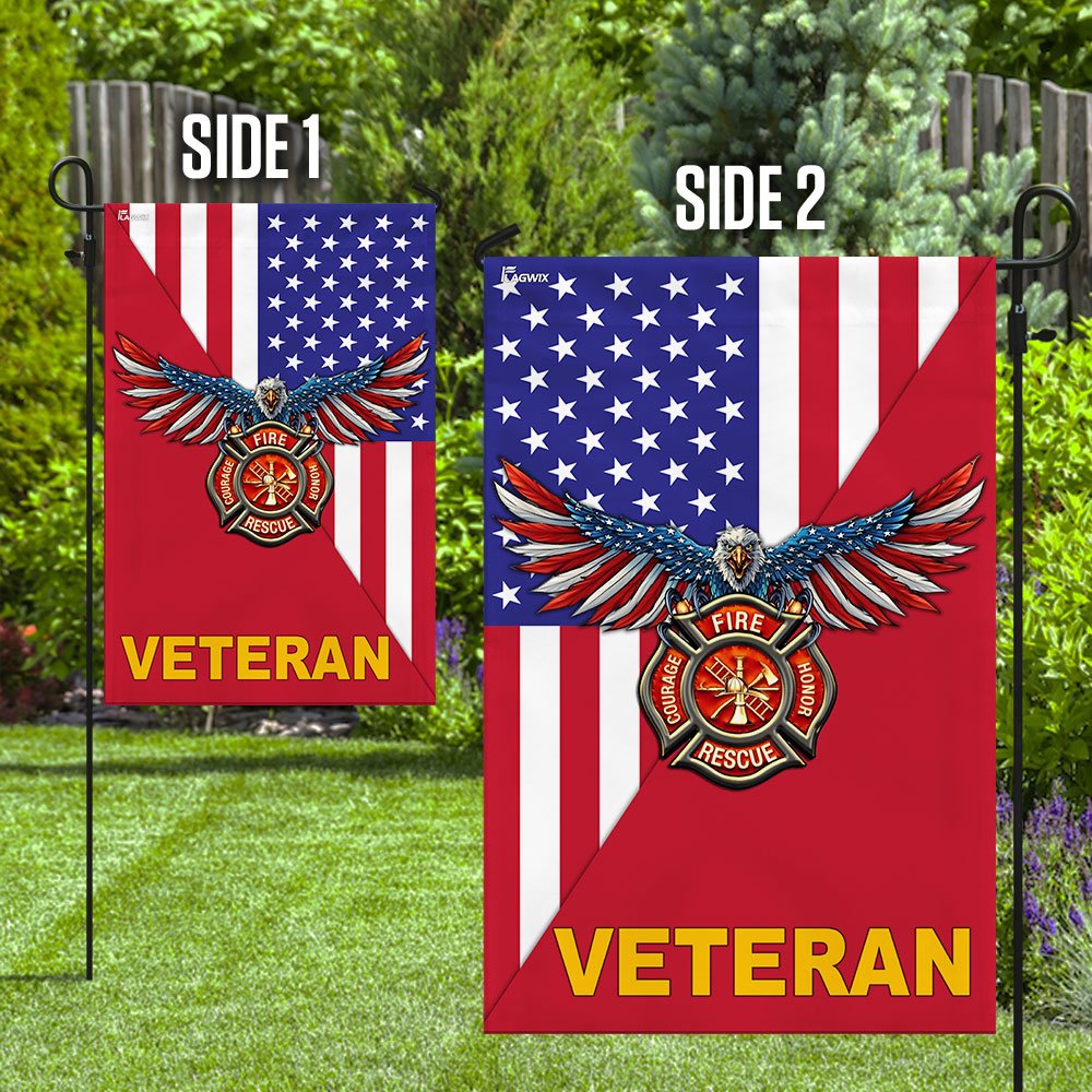 Firefighter Veteran American US Flag