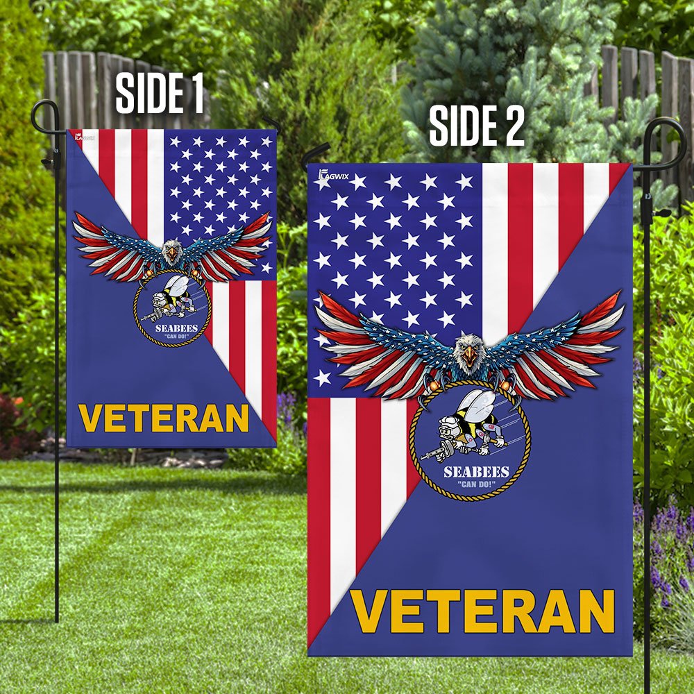 Navy Seabees Veteran American US Flag
