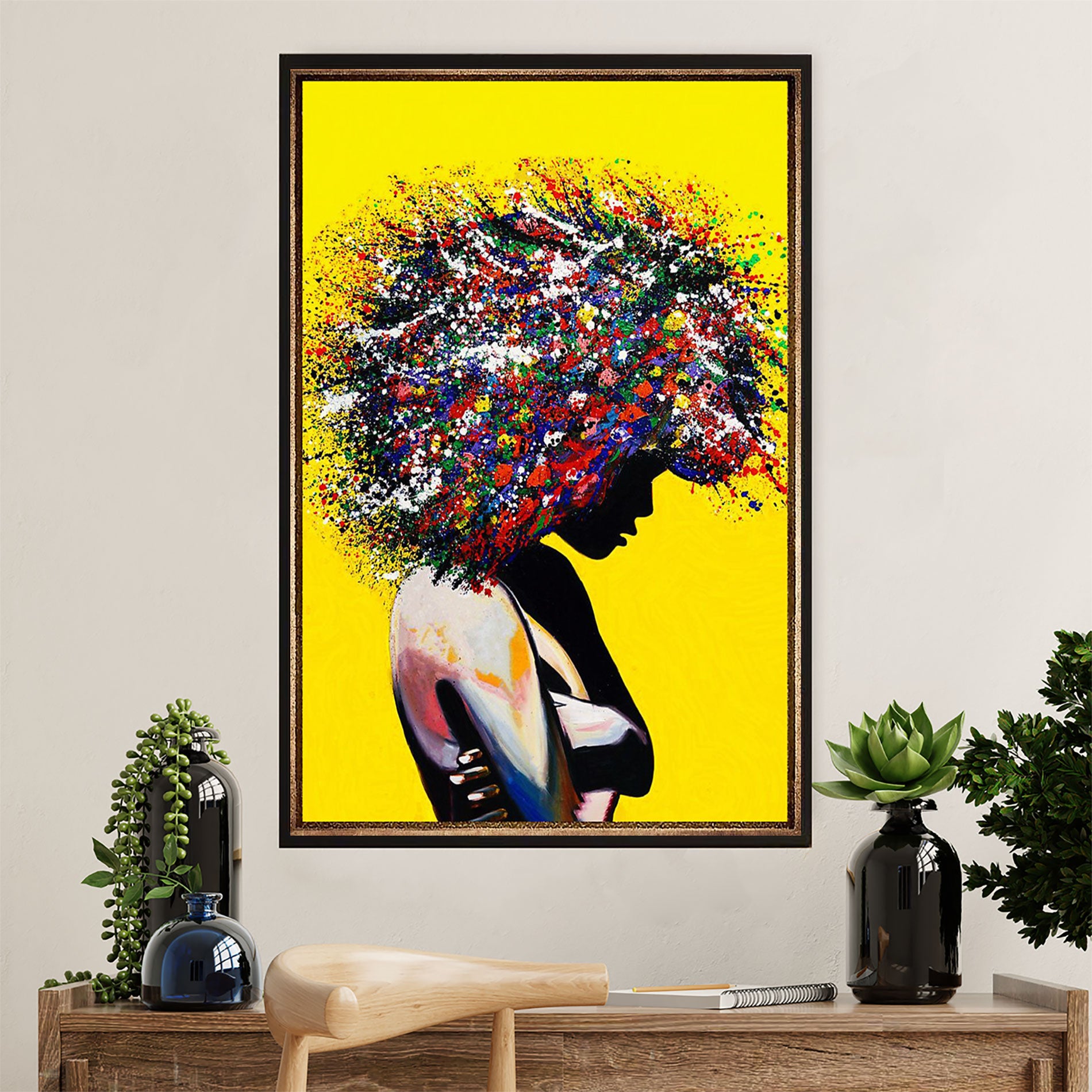 African American Afro Poster Prints | Colorful Afro Hair Painting | Wall Art Gift for Black Girl