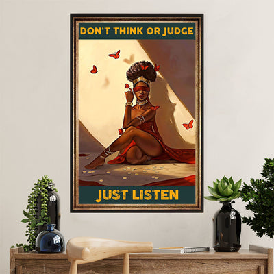 African American Afro Poster Prints | Just Silent | Wall Art Gift for Black Girl