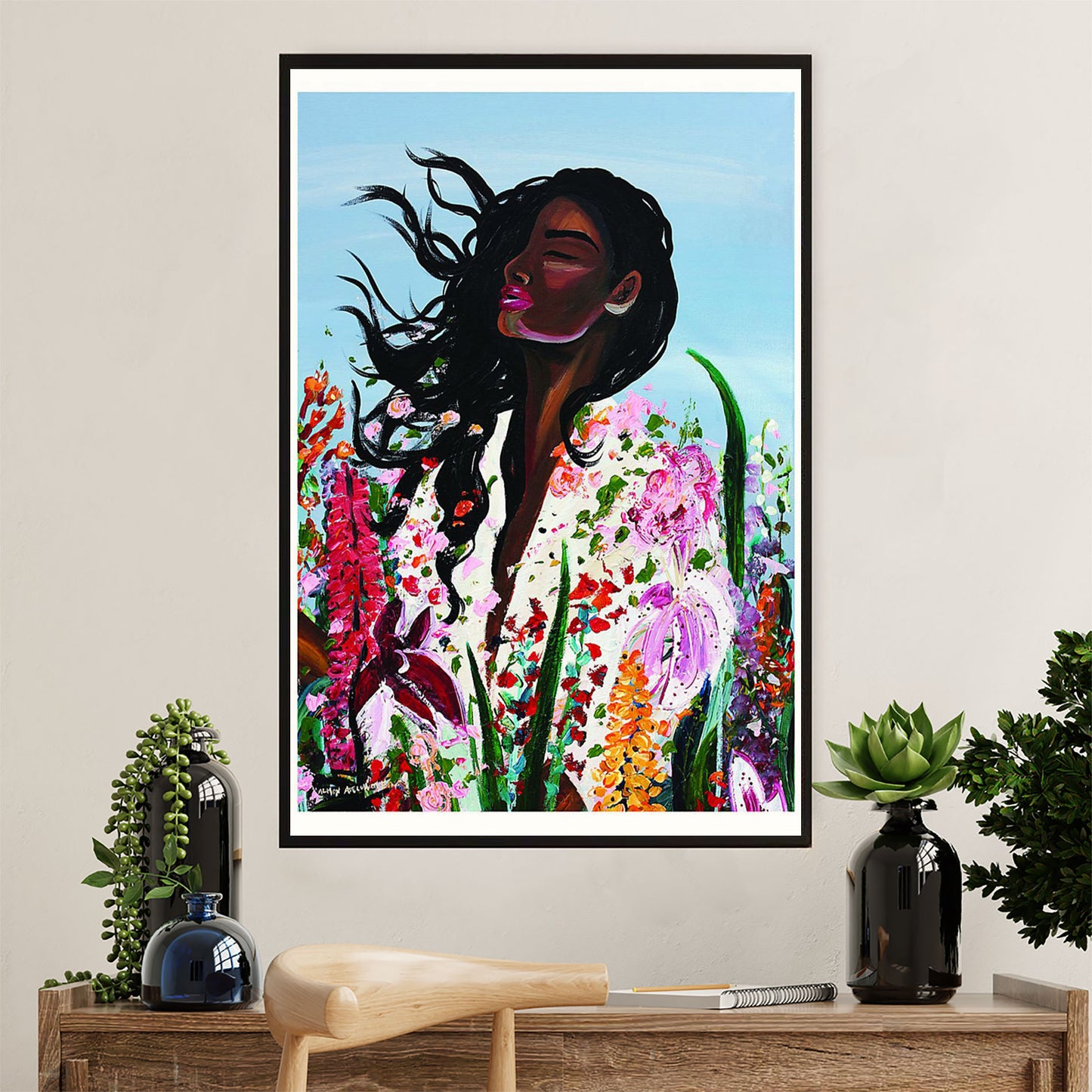 African American Afro Poster Prints | Black Girl Painting | Wall Art Gift for Black Girl