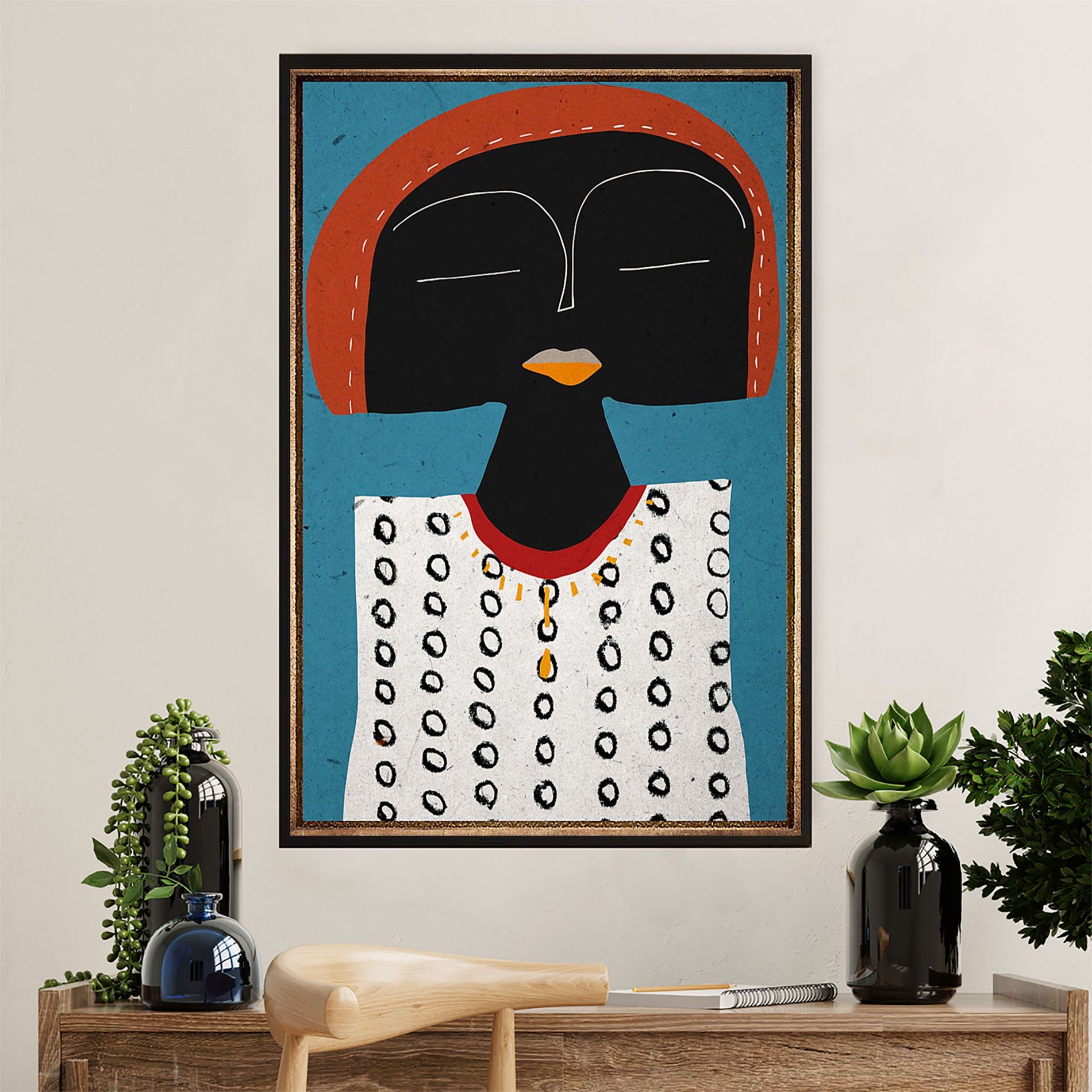 African American Afro Canvas Wall Art Prints | Potrait Art | Gift for Black Girl