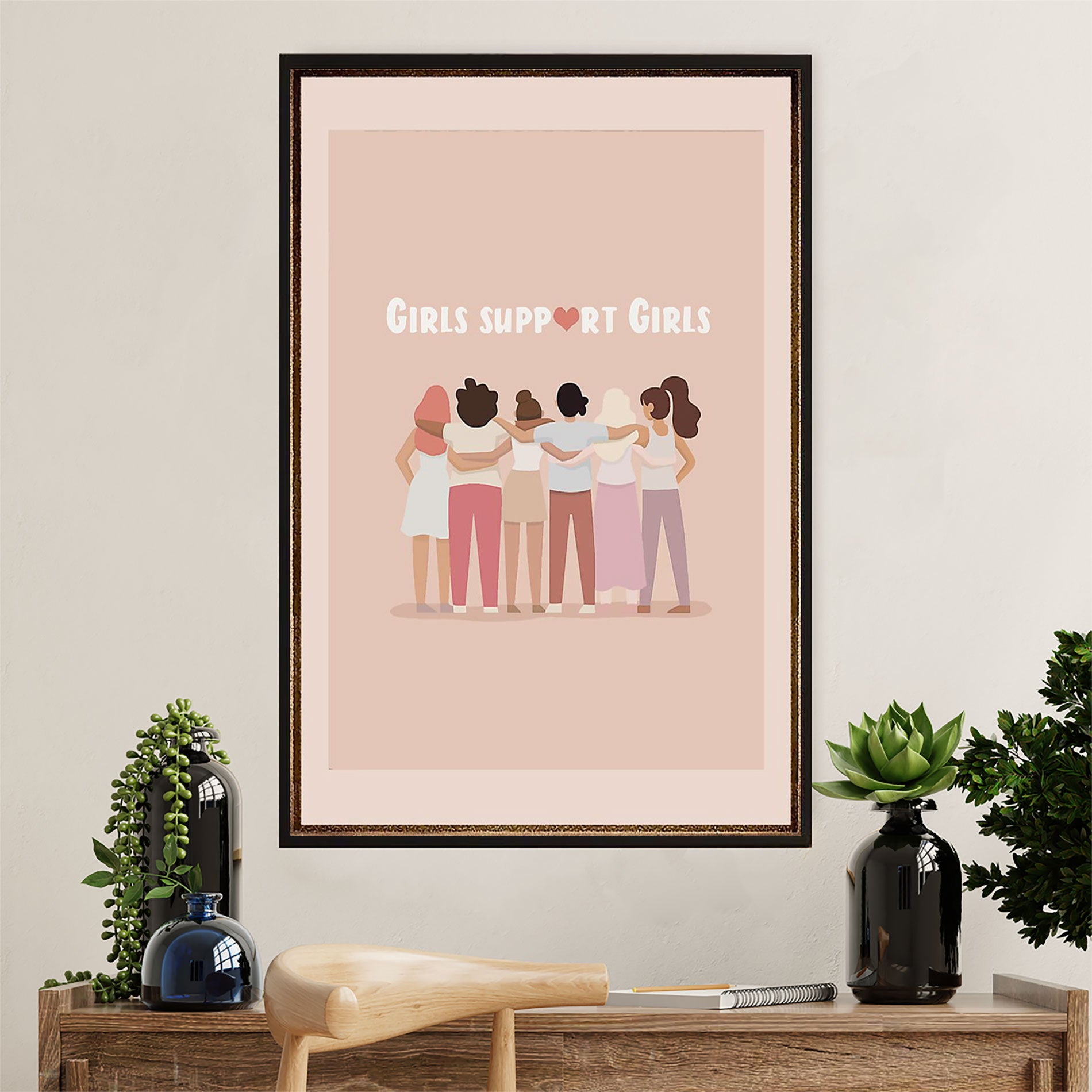 African American Afro Canvas Wall Art Prints | Girls Different Colors | Gift for Black Girl