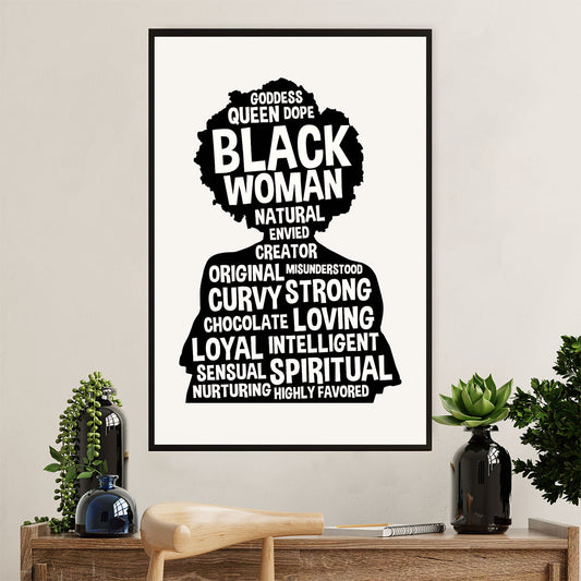 African American Afro Poster Prints | Black Woman Black Queen | Wall Art Gift for Black Girl