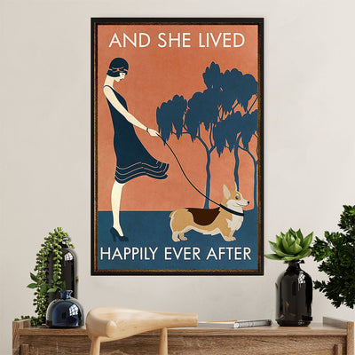 Corgi Dog Poster Prints | Lady & Welsh Cardigan Corgi | Wall Art Gift for Corgi Puppies Lover