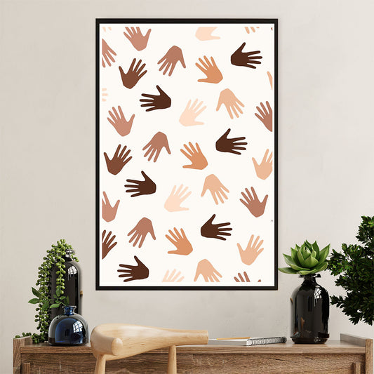 African American Afro Poster Prints | United World - Hands color | Wall Art Gift for Black Girl