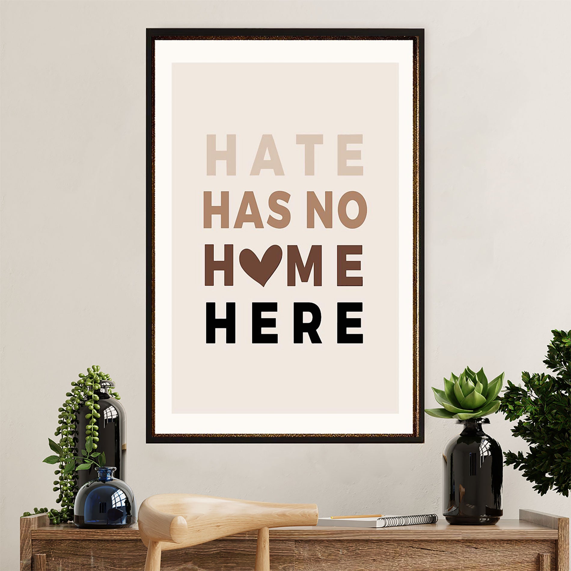 African American Afro Canvas Wall Art Prints | Hate Has No Home Here | Gift for Black Girl