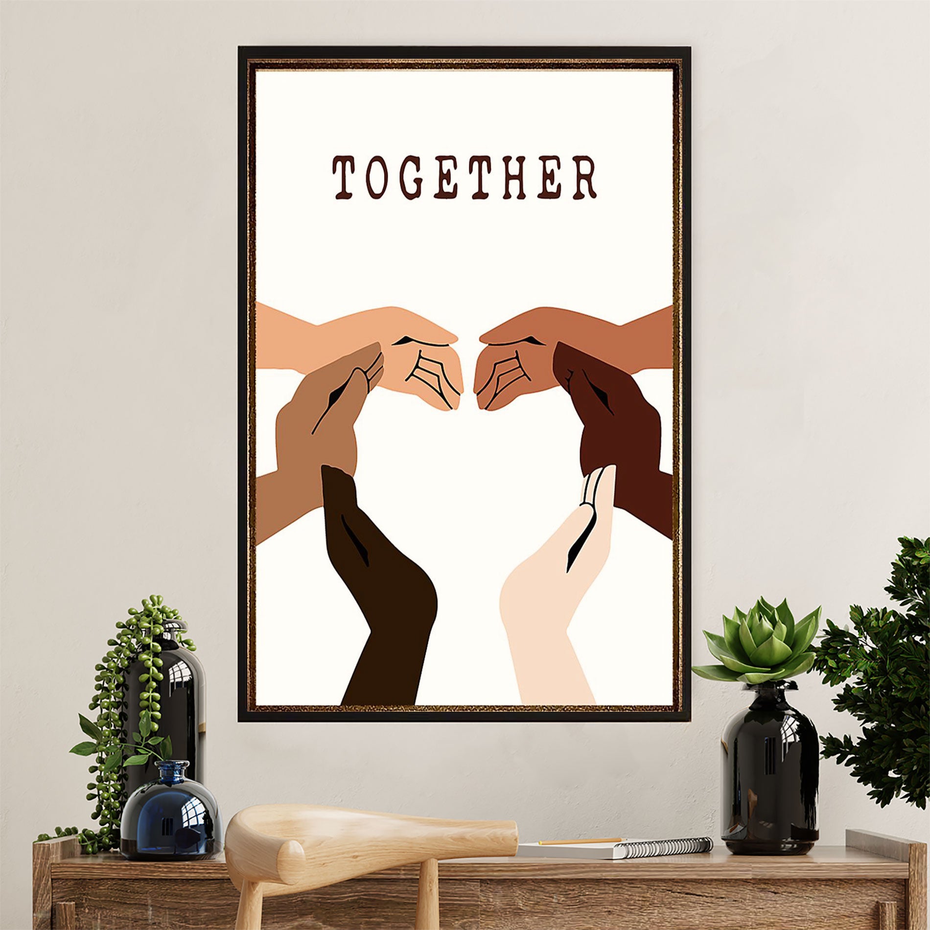 African American Afro Canvas Wall Art Prints | Together We Are | Gift for Black Girl