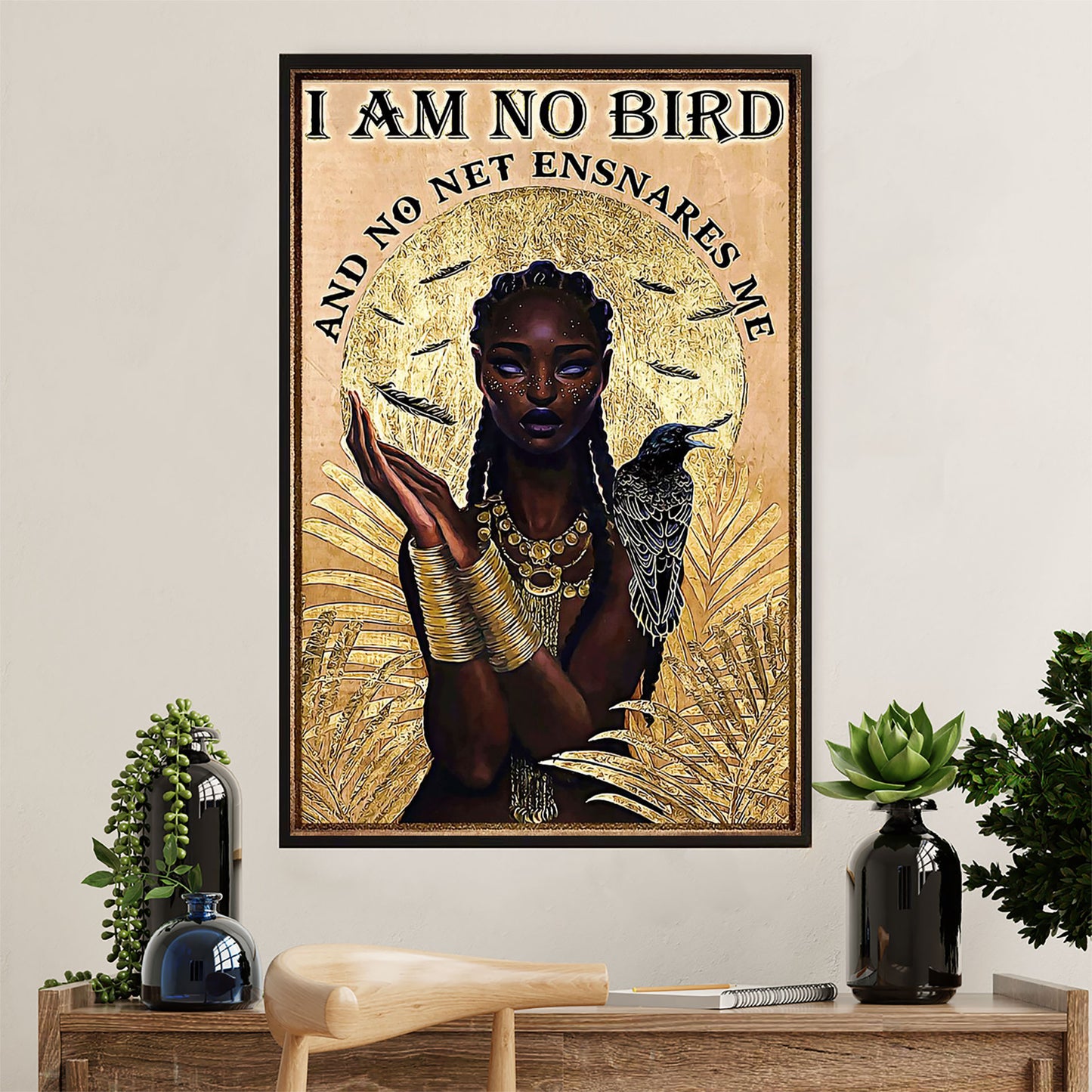 African American Afro Poster Prints | I Am No Bird | Wall Art Gift for Black Girl