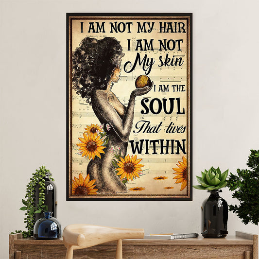 African American Afro Poster Prints | I Am Not My Hair | Wall Art Gift for Black Girl