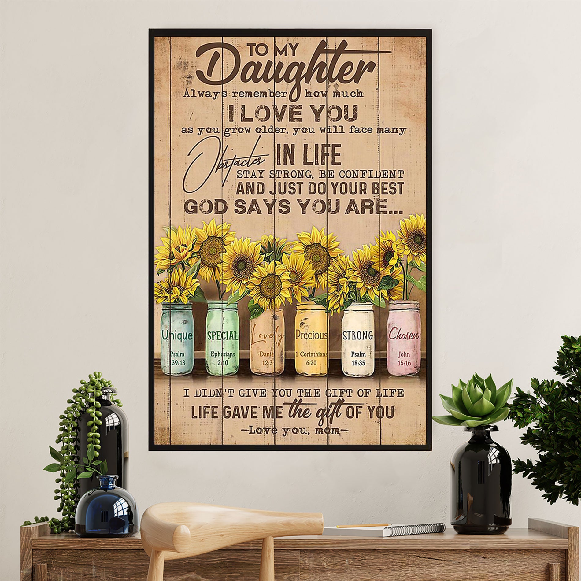 African American Afro Canvas Wall Art Prints | From Mom To Daughter | Gift for Black Girl