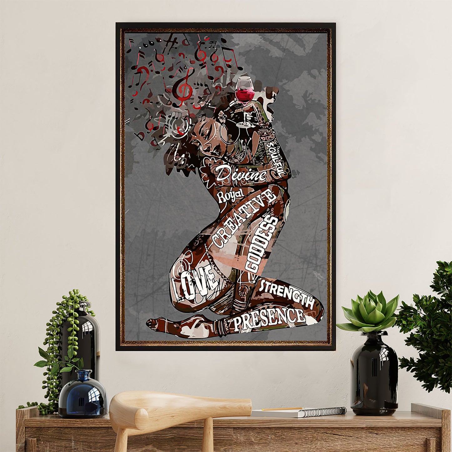 African American Afro Canvas Wall Art Prints | Strong Girl | Gift for Black Girl