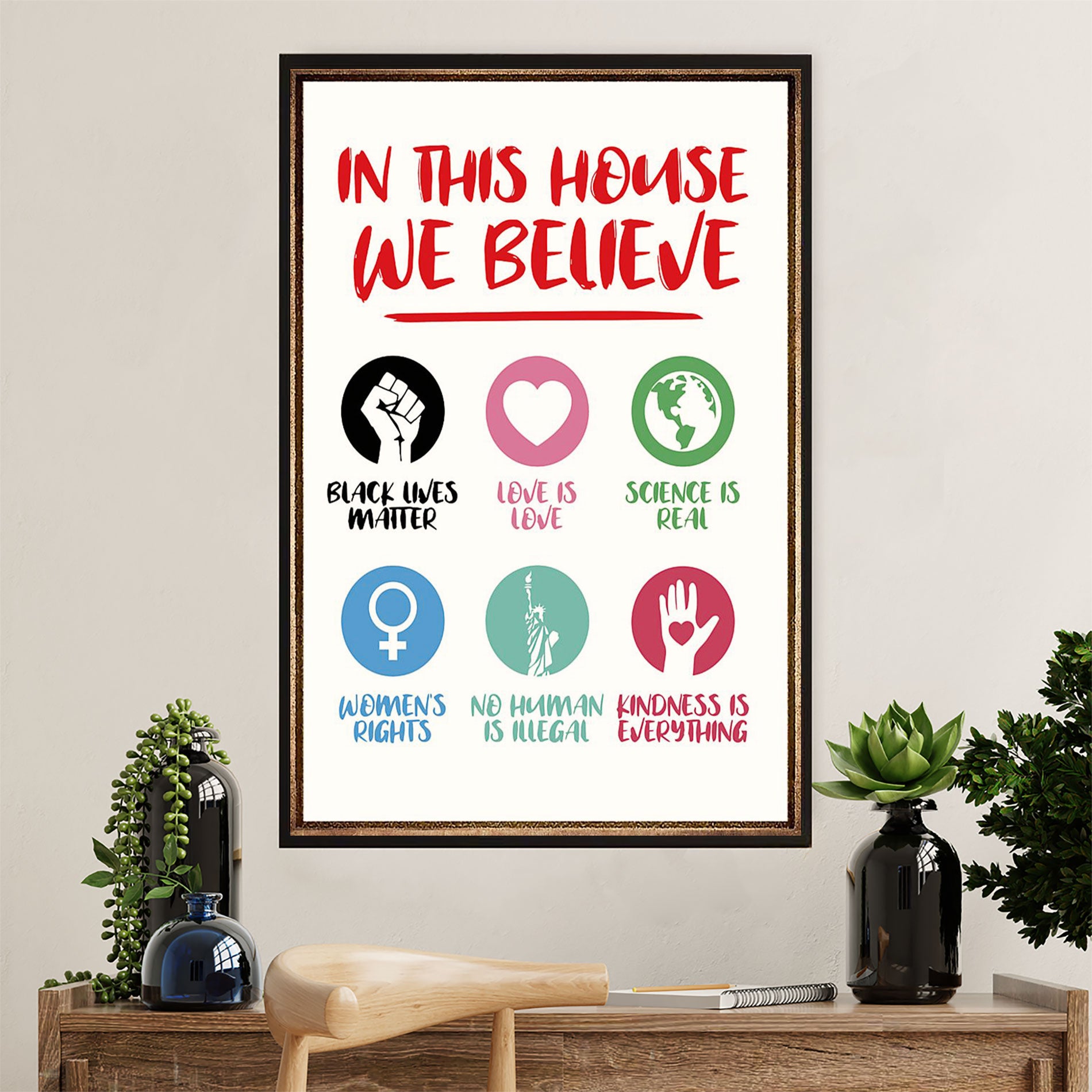 African American Afro Canvas Wall Art Prints | In This House We Believe | Gift for Black Girl