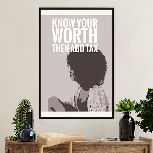 African American Afro Poster Prints | Know Your Worth Then Add Tax | Wall Art Gift for Black Girl