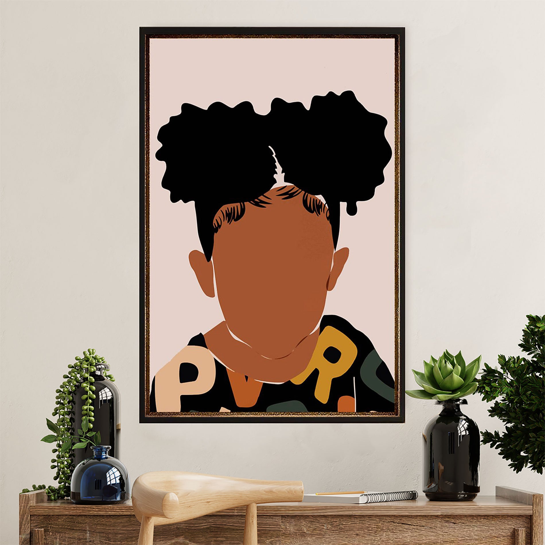 African American Afro Canvas Wall Art Prints | Black Kid | Gift for Black Girl