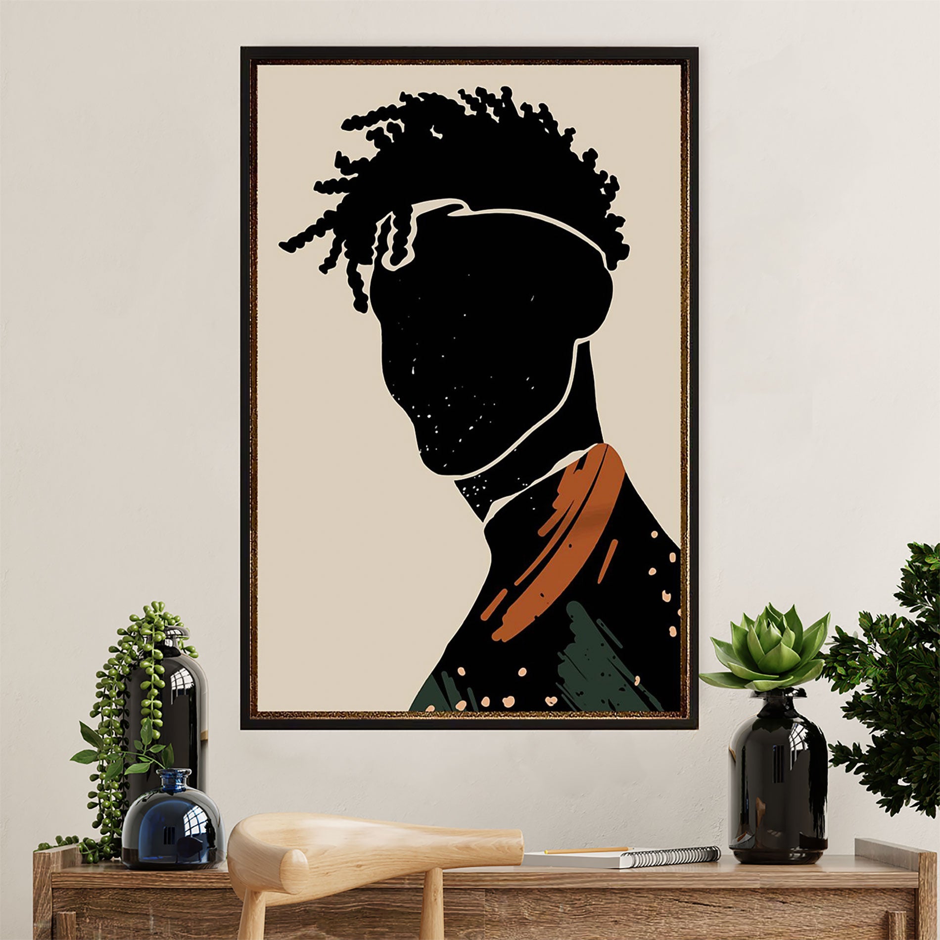 African American Afro Canvas Wall Art Prints | Potrait Painting | Gift for Black Girl
