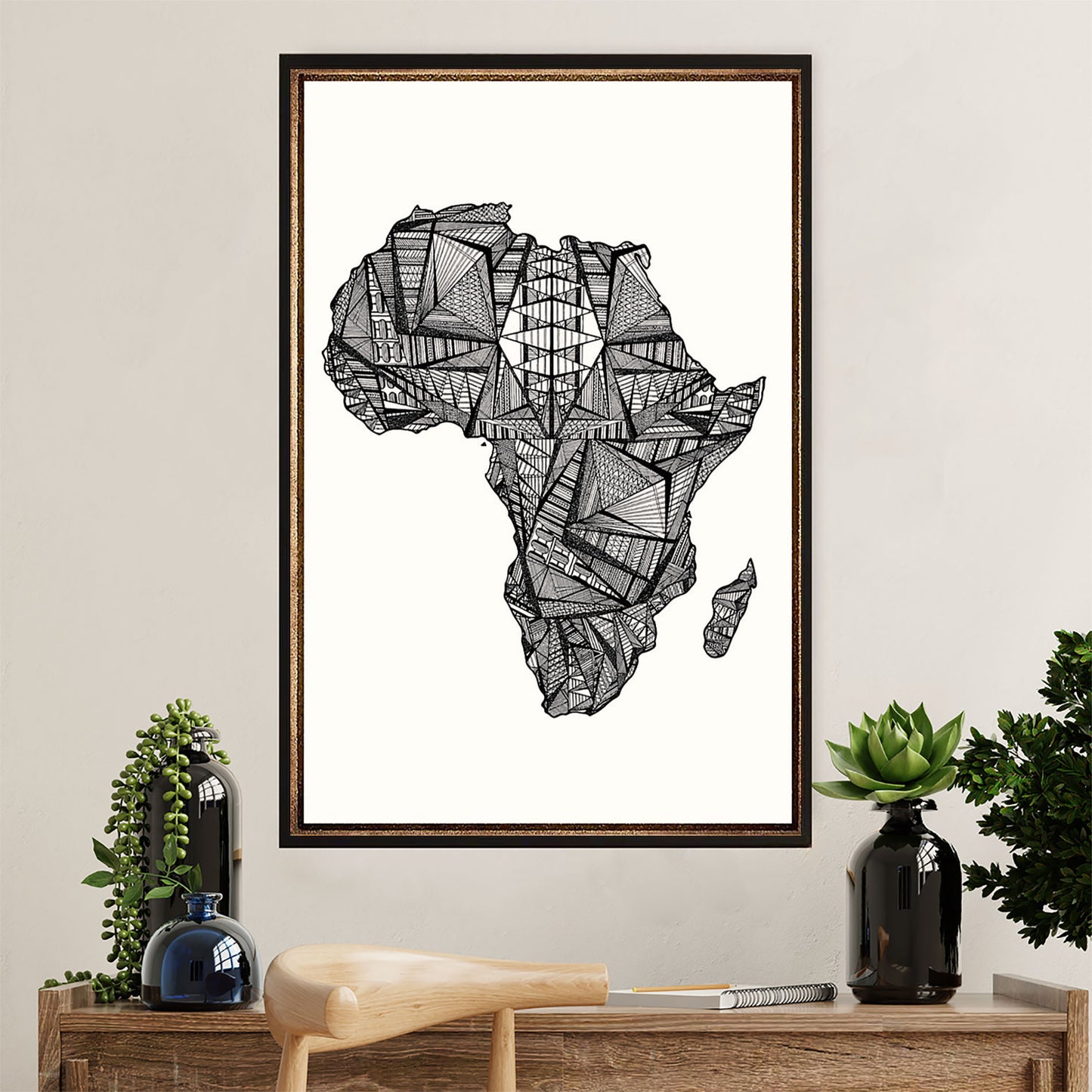 African American Afro Canvas Wall Art Prints | Africa Map | Gift for Black Girl