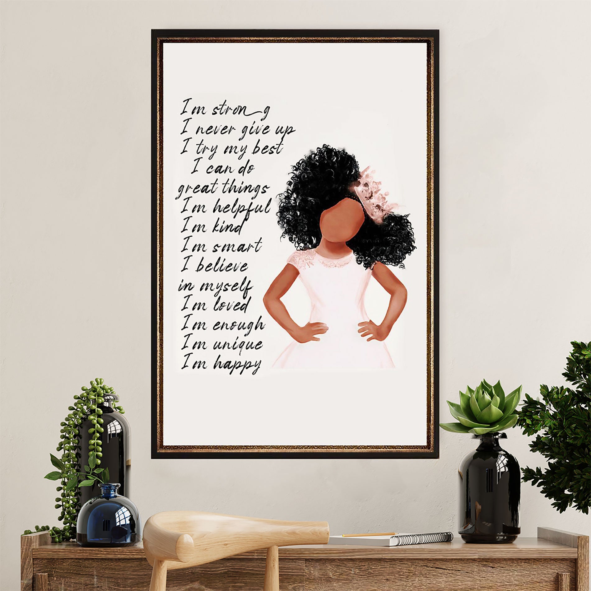 African American Afro Canvas Wall Art Prints | Black Pride Princess | Gift for Black Girl
