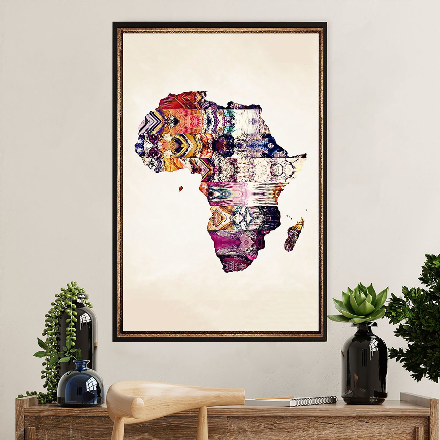 African American Afro Canvas Wall Art Prints | Africa Map | Gift for Black Girl
