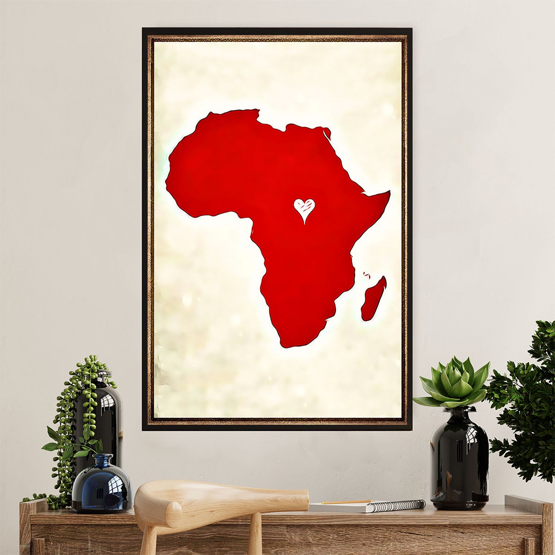 African American Afro Poster Prints | Africa Map | Wall Art Gift for Black Girl