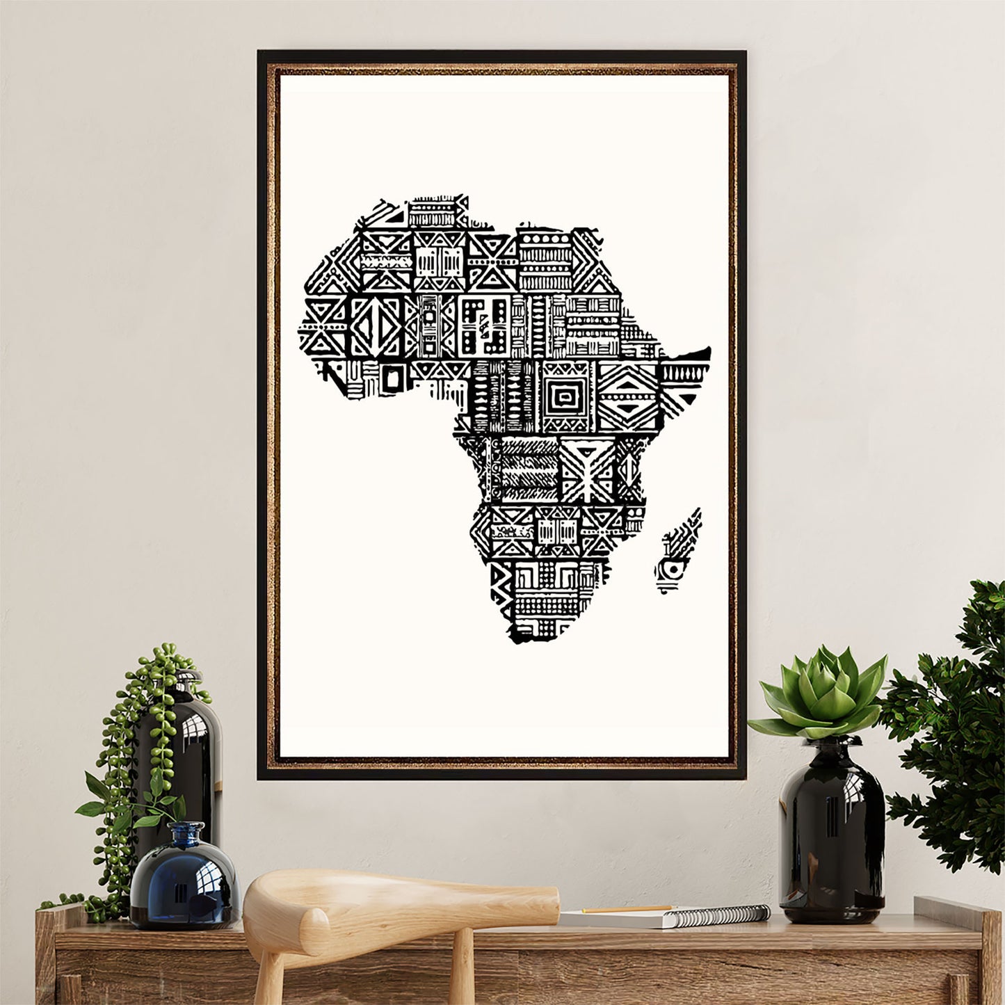 African American Afro Poster Prints | Africa Map | Wall Art Gift for Black Girl