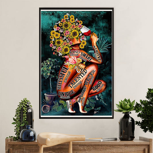 African American Afro Poster Prints | Girl Drinks Wine | Wall Art Gift for Black Girl