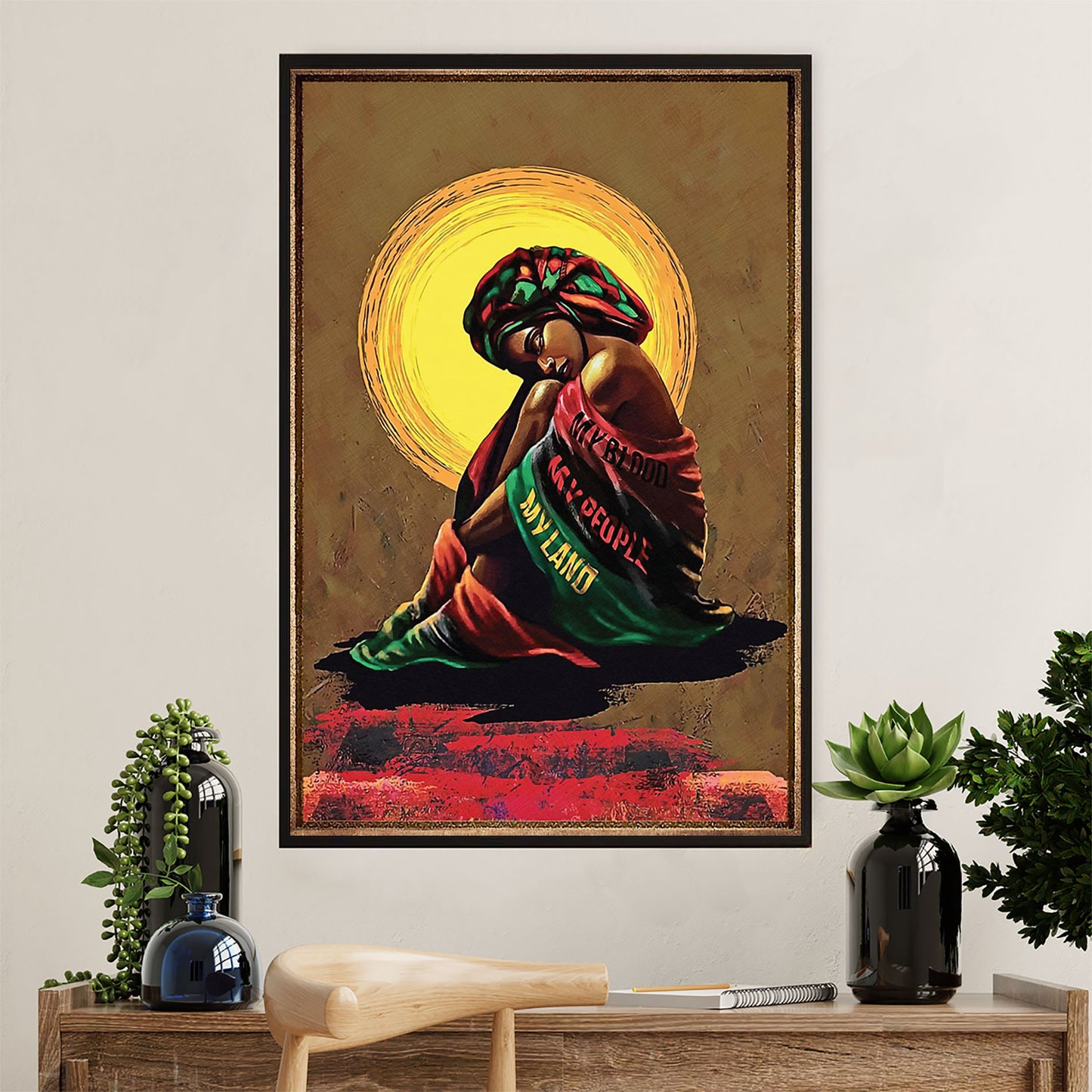 African American Afro Canvas Wall Art Prints | My Blood My People | Gift for Black Girl