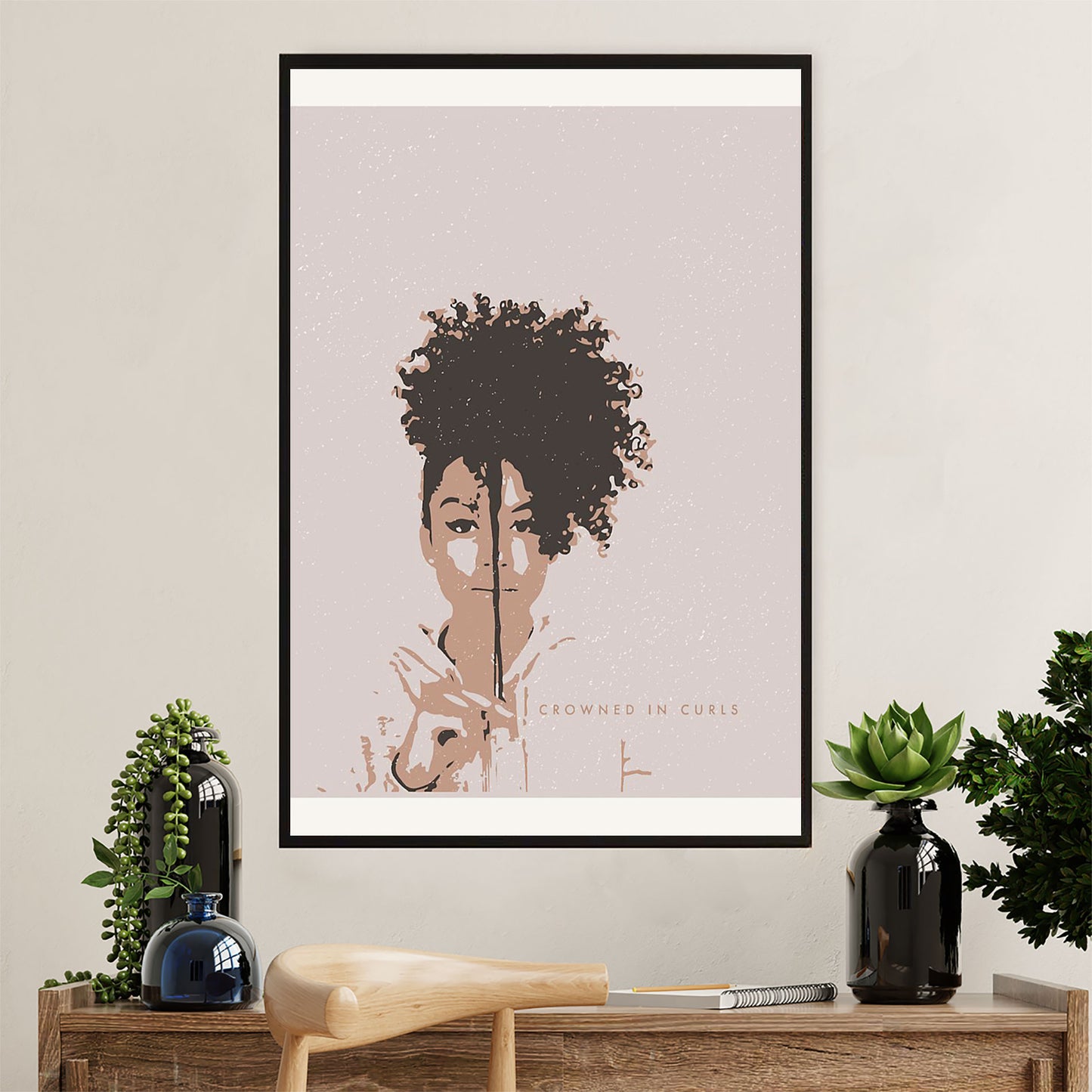 African American Afro Canvas Wall Art Prints | Crowned In Curls | Gift for Black Girl
