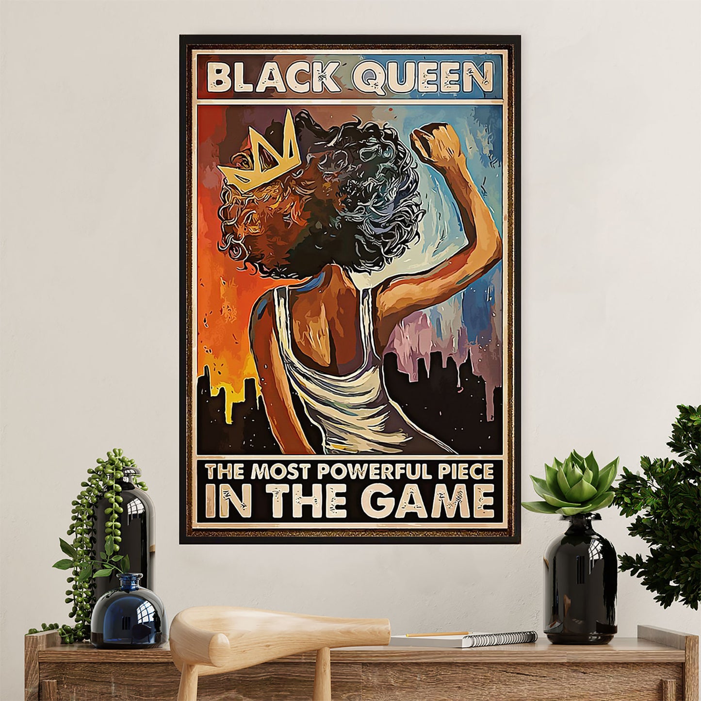 African American Afro Poster Prints | Black Queen | Wall Art Gift for Black Girl