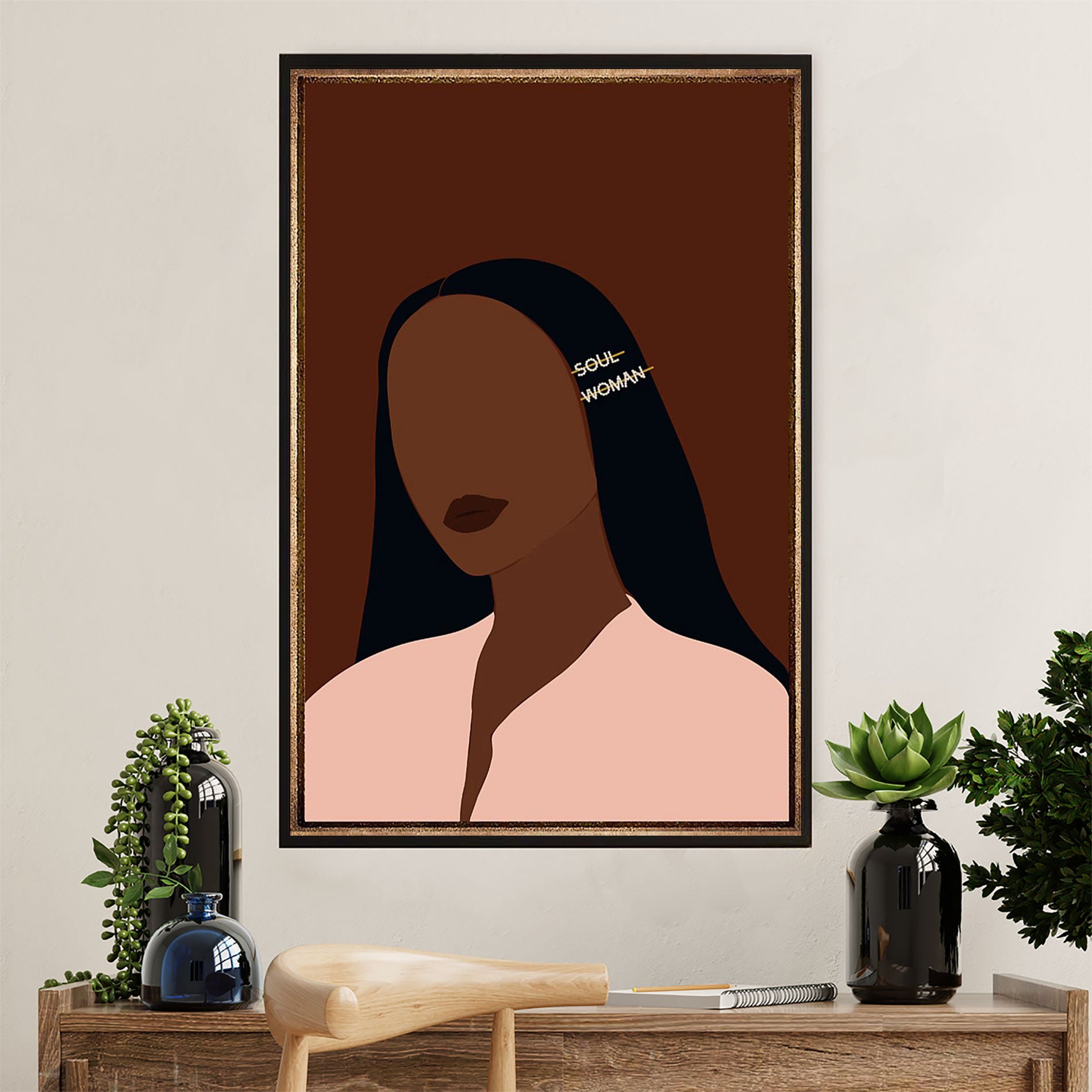 African American Afro Canvas Wall Art Prints | Soul Woman | Gift for Black Girl