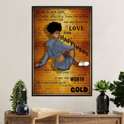 African American Afro Canvas Wall Art Prints | Dear Black Girl | Gift for Black Girl