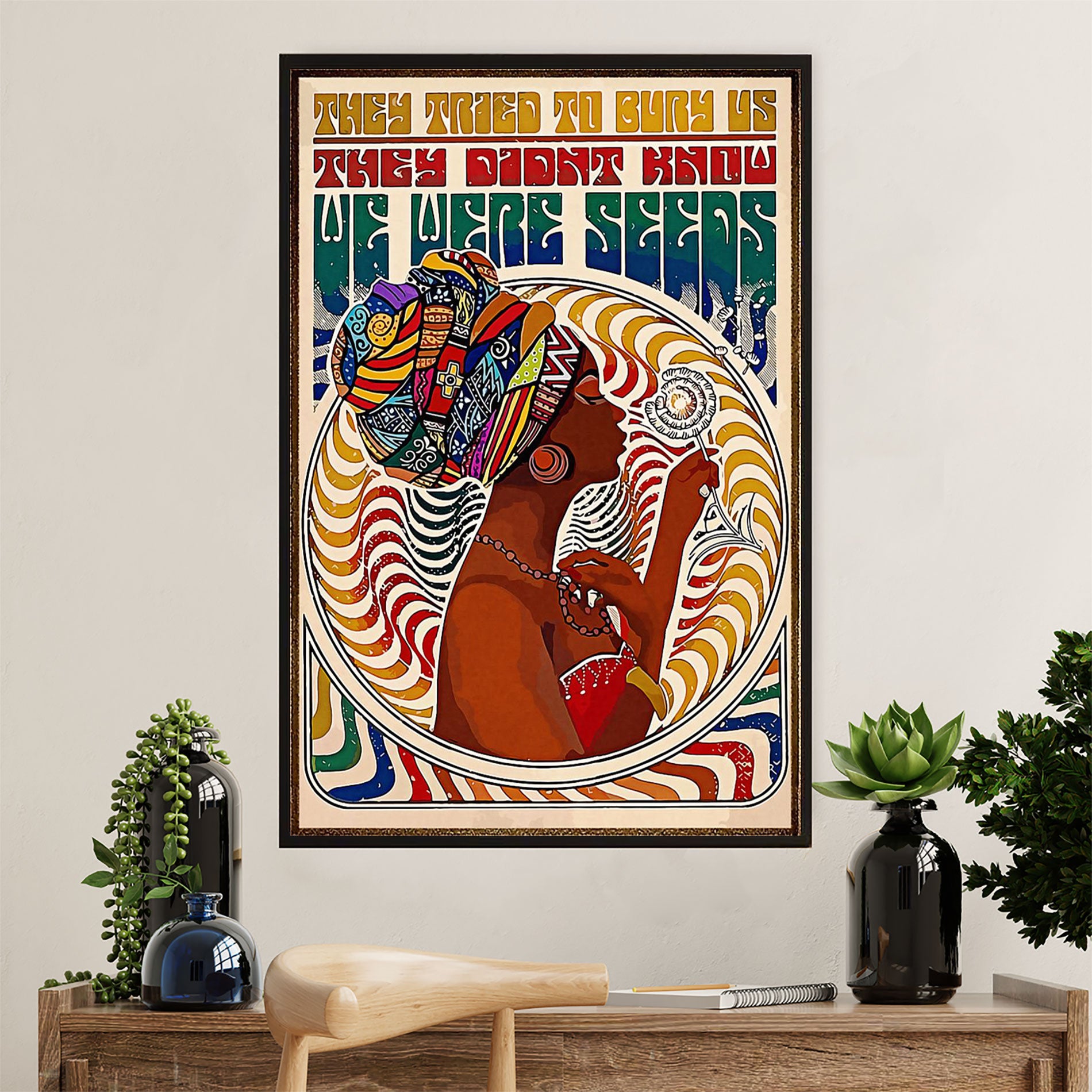 African American Afro Canvas Wall Art Prints | They Tried To Bury Us | Gift for Black Girl