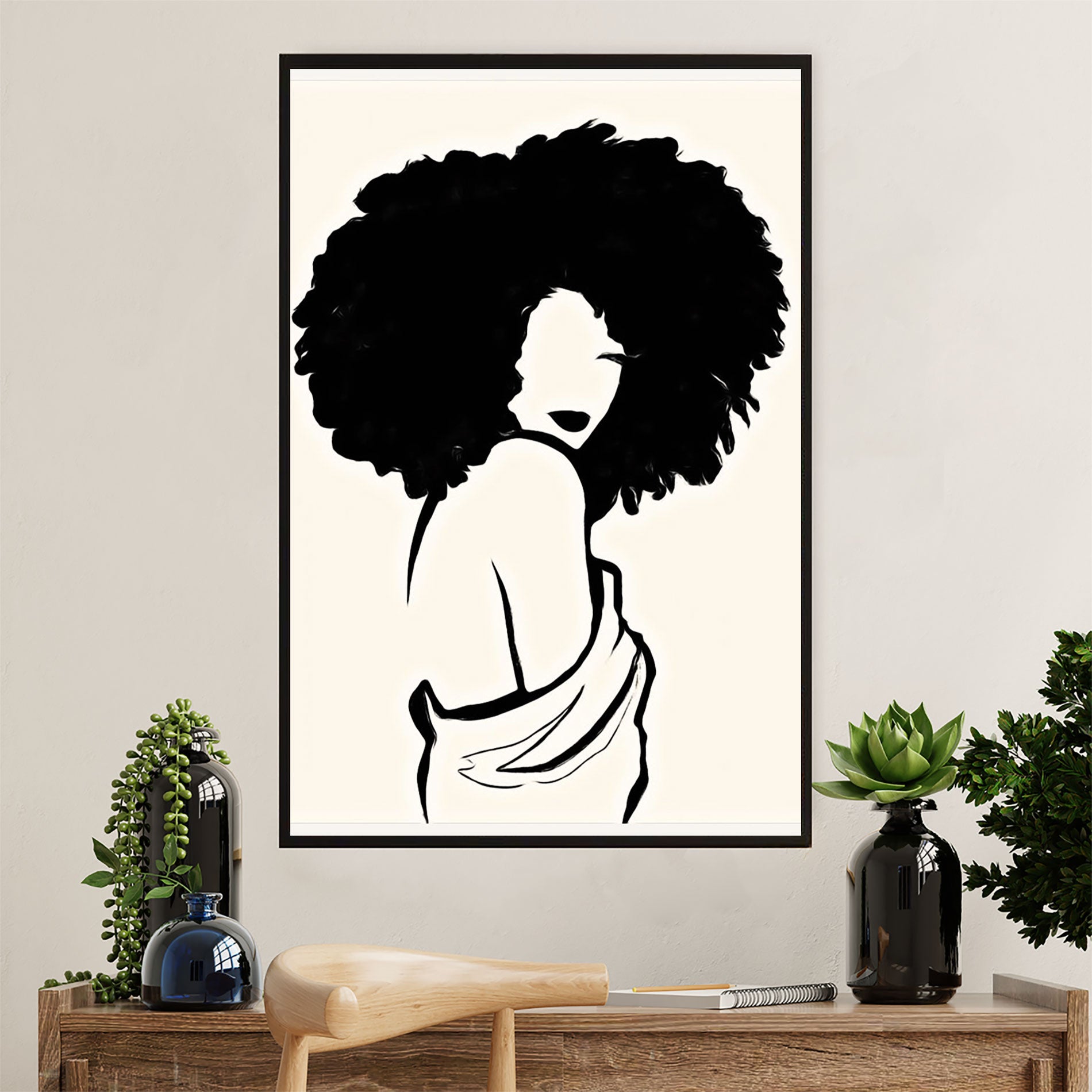 African American Afro Poster Prints | Black Girl Painting | Wall Art Gift for Black Girl