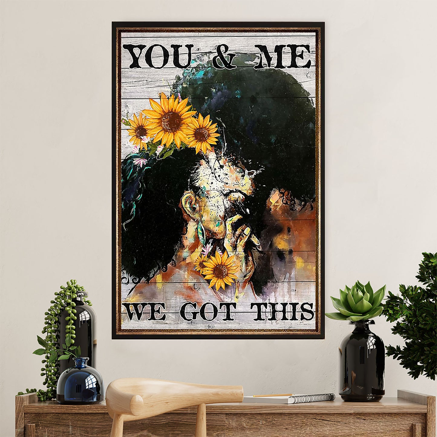 African American Afro Canvas Wall Art Prints | Couple Love | Gift for Black Girl