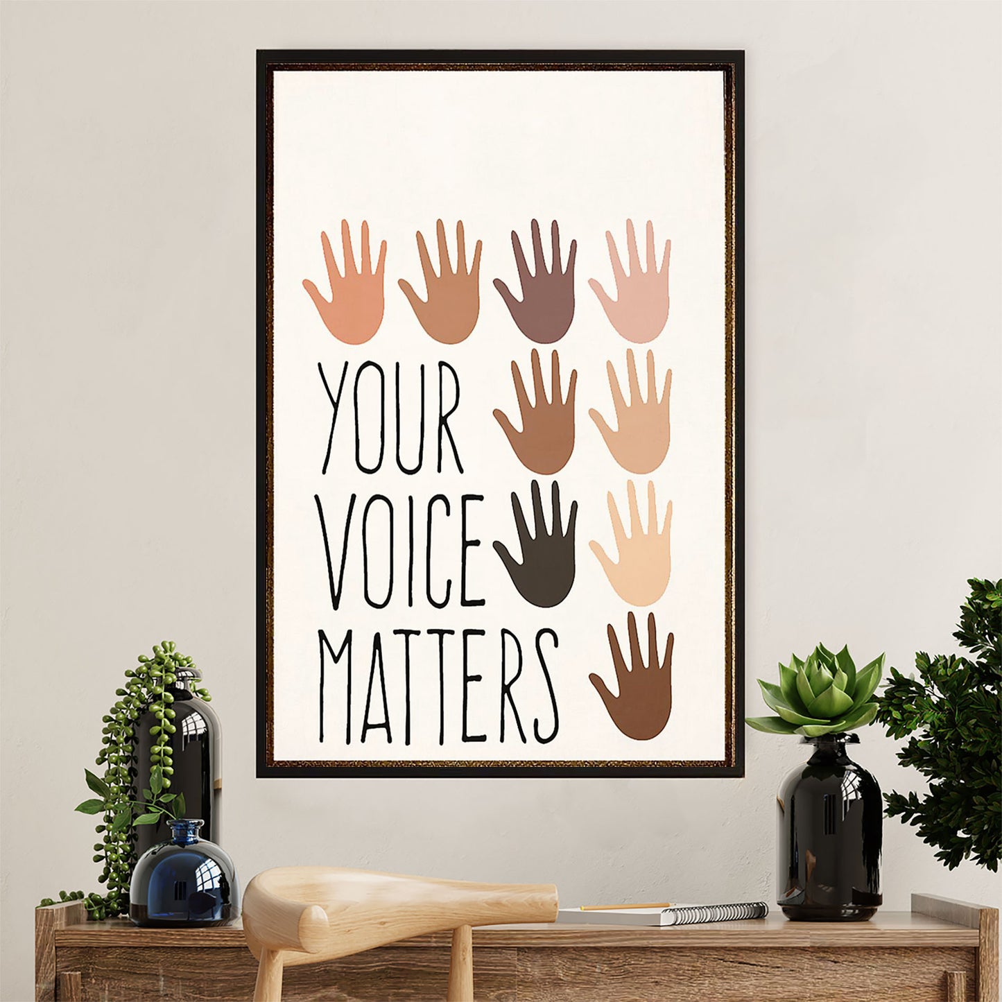 African American Afro Canvas Wall Art Prints | Your Voice Matters | Gift for Black Girl