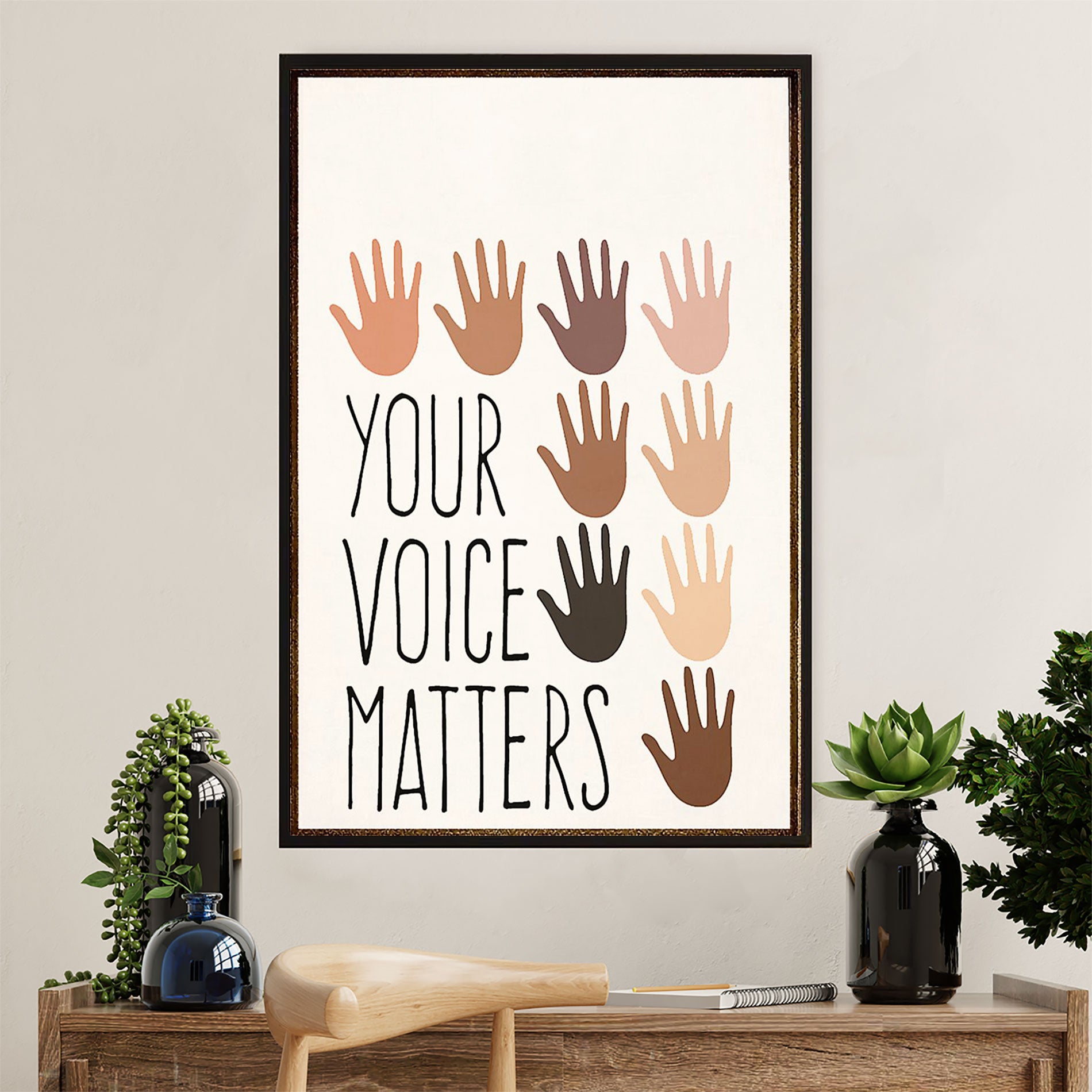 African American Afro Canvas Wall Art Prints | Your Voice Matters | Gift for Black Girl
