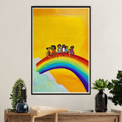 African American Afro Poster Prints | Black Kids & Rainbow | Wall Art Gift for Black Girl
