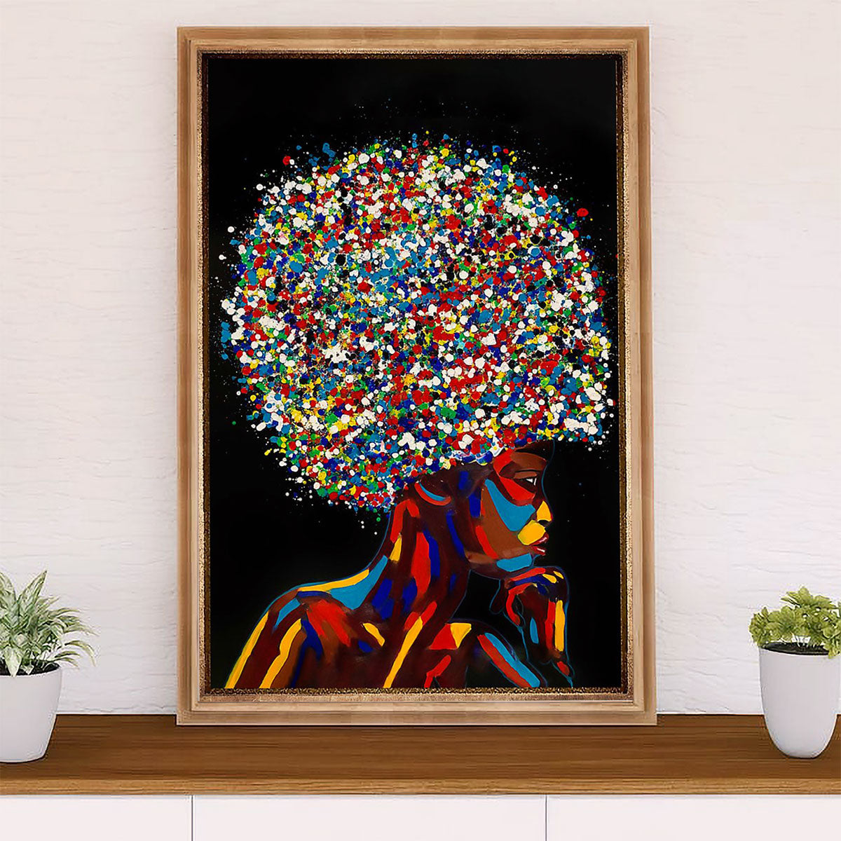 African American Afro Poster Prints | Colorful Afro Hair Painting | Wall Art Gift for Black Girl
