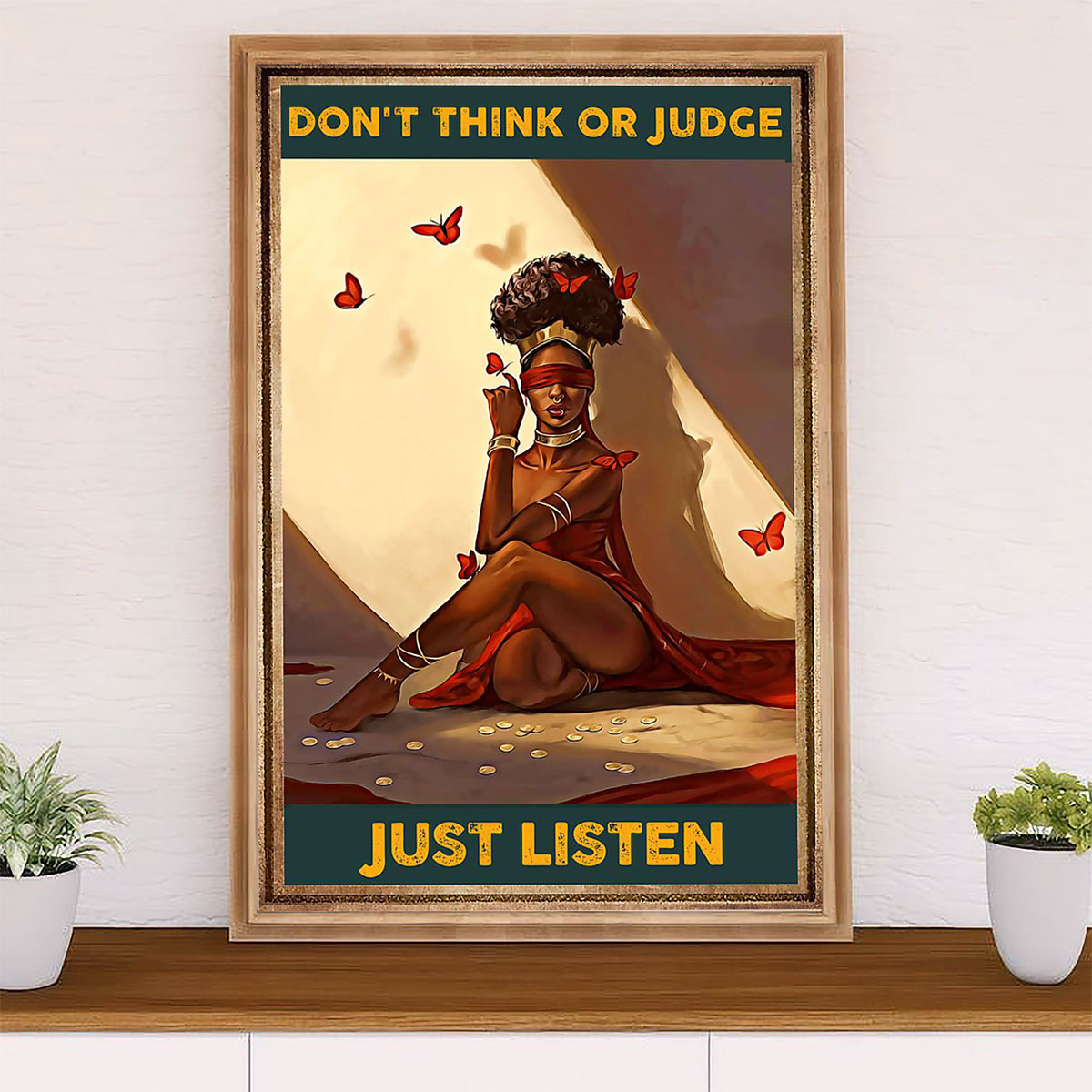 African American Afro Poster Prints | Just Silent | Wall Art Gift for Black Girl