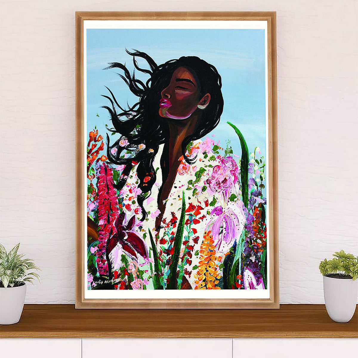 African American Afro Poster Prints | Black Girl Painting | Wall Art Gift for Black Girl