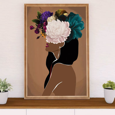 African American Afro Poster Prints | Flower Girl | Wall Art Gift for Black Girl