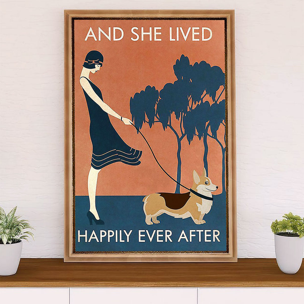 Corgi Dog Poster Prints | Lady & Welsh Cardigan Corgi | Wall Art Gift for Corgi Puppies Lover