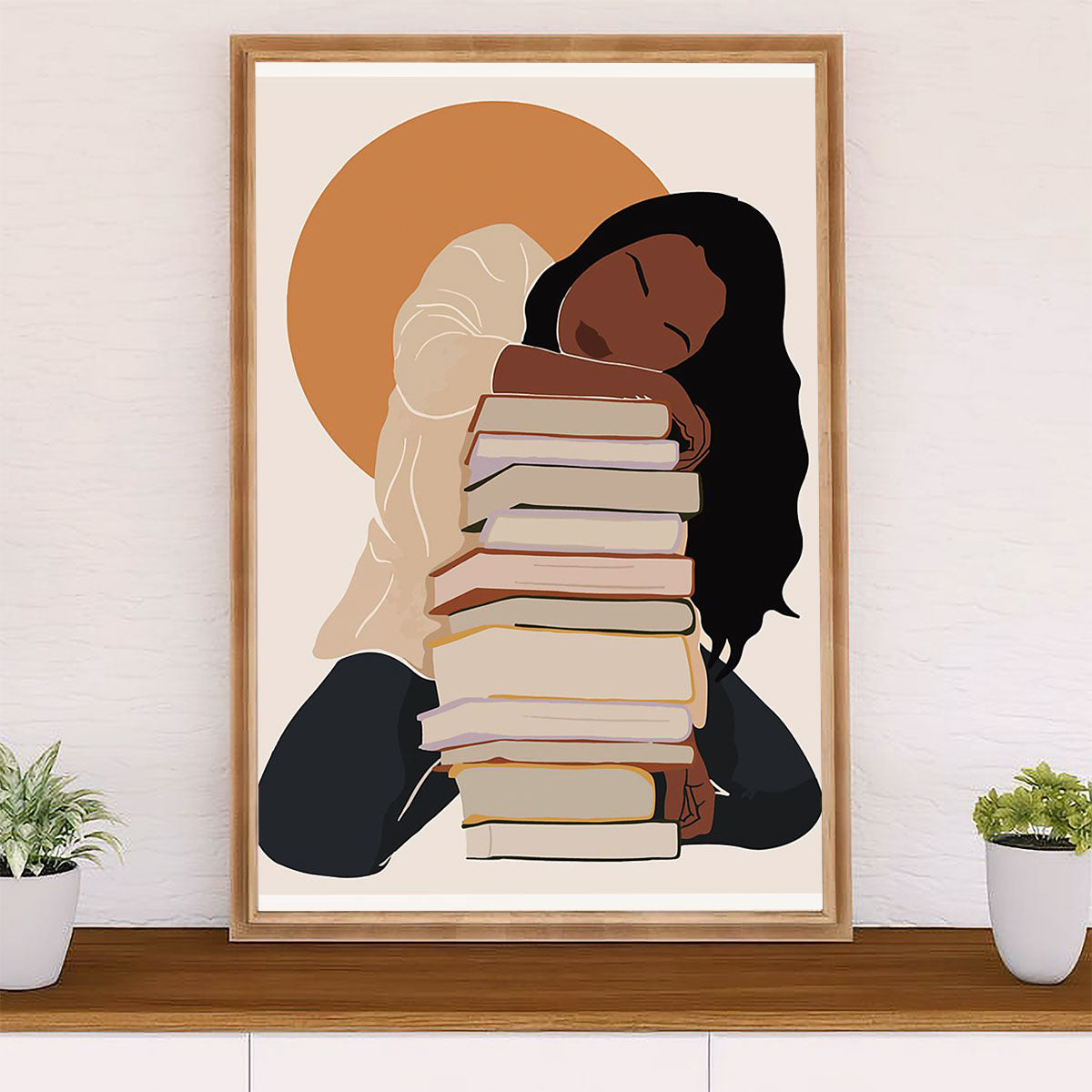 African American Afro Poster Prints | Girl & Books | Wall Art Gift for Black Girl