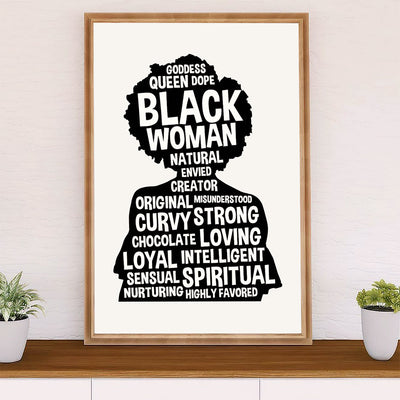 African American Afro Poster Prints | Black Woman Black Queen | Wall Art Gift for Black Girl