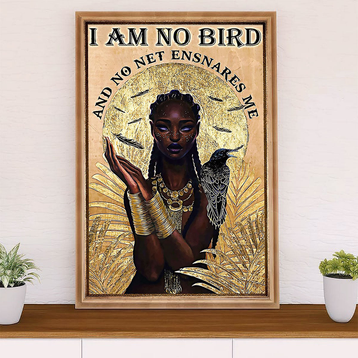 African American Afro Poster Prints | I Am No Bird | Wall Art Gift for Black Girl