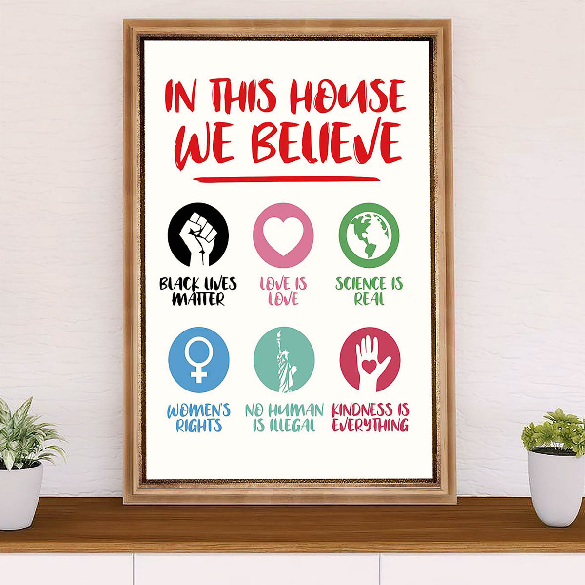 African American Afro Poster Prints | In This House We Believe | Wall Art Gift for Black Girl