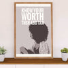 African American Afro Poster Prints | Know Your Worth Then Add Tax | Wall Art Gift for Black Girl