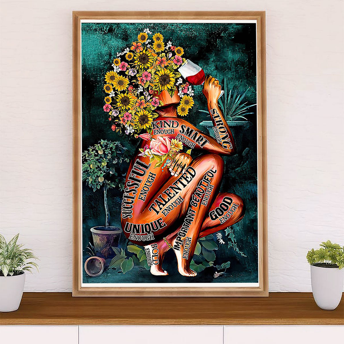 African American Afro Poster Prints | Girl Drinks Wine | Wall Art Gift for Black Girl