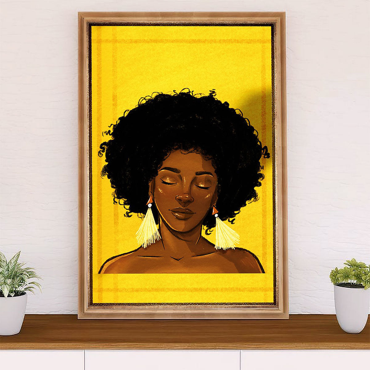 African American Afro Poster Prints | Black Girl Potrait | Wall Art Gift for Black Girl