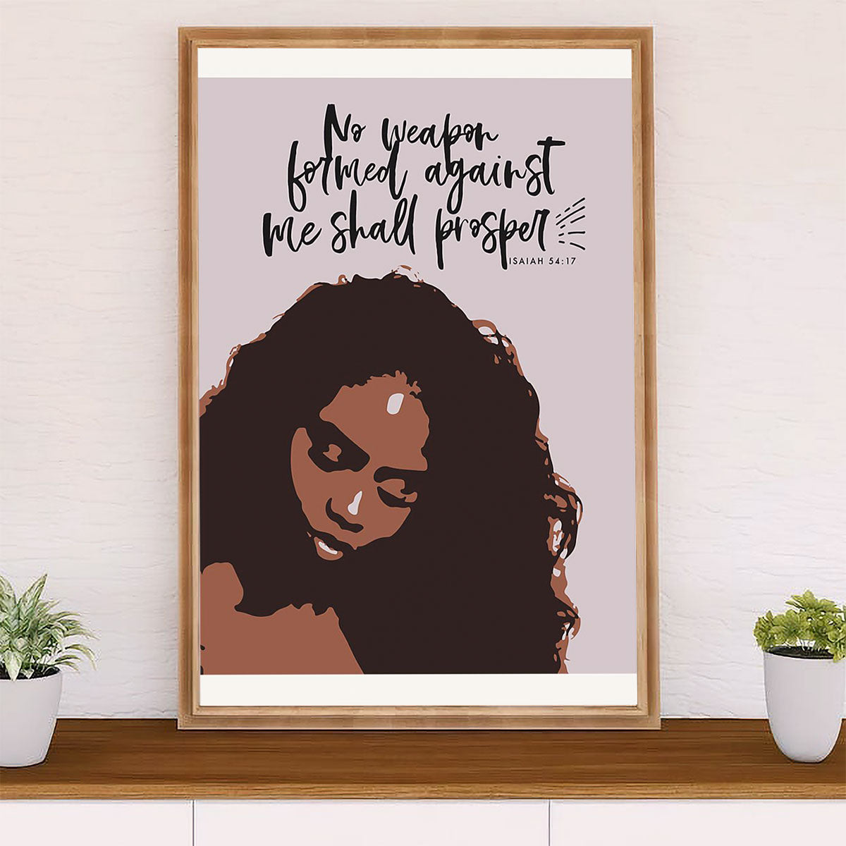 African American Afro Poster Prints | No Weapon Formed Against | Wall Art Gift for Black Girl